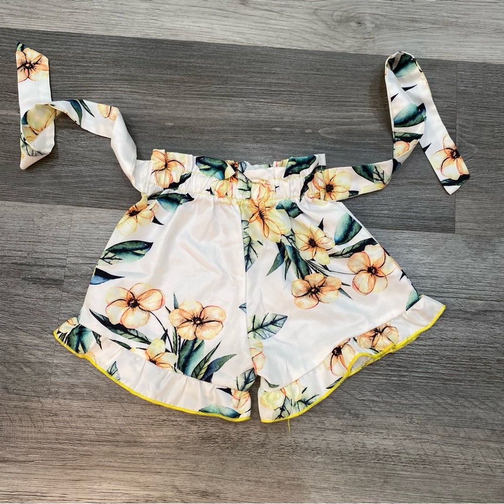 207 Floral print kids short with tie